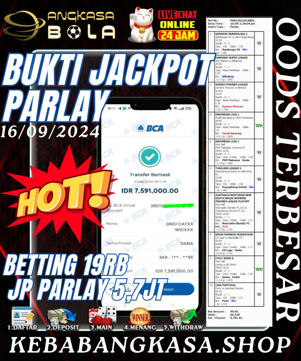 INFO KEMENANGAN MIXPARLAY ANGKASA BOLA 16 SEPTEMBER 2024