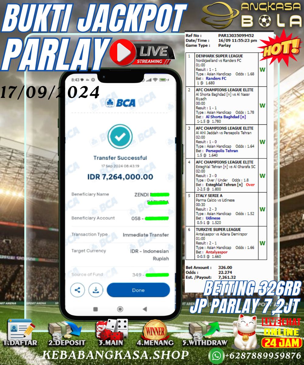 INFO KEMENANGAN MIXPARLAY ANGKASA BOLA 17 SEPTEMBER 2024