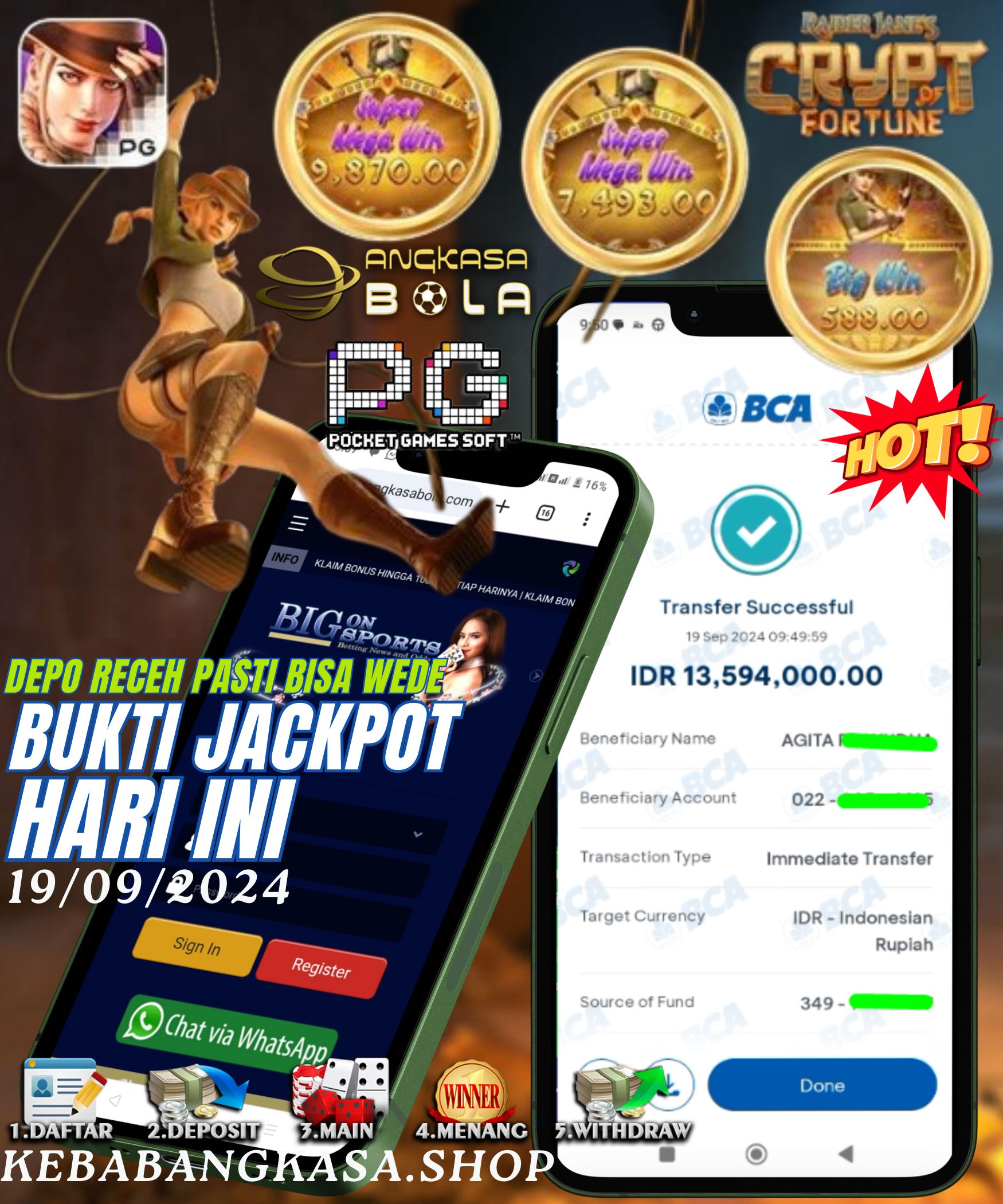 INFO KEMENANGAN SLOT GACOR di PG SOFT ANGKASA BOLA 19 SEPTEMBER 2024