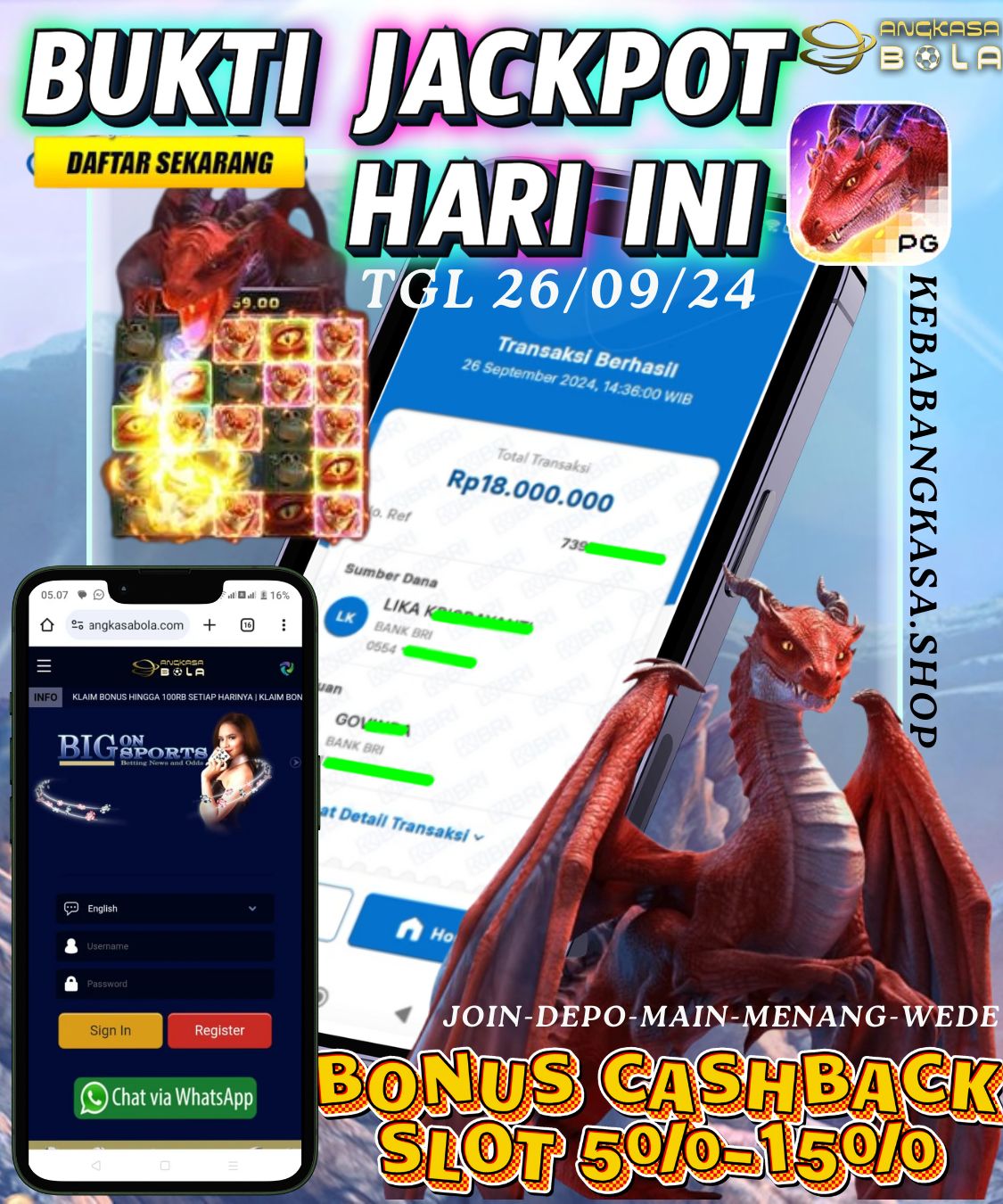 INFO KEMENANGAN SLOT DI PG SOFT | ANGKASABOLA 26 SEPTEMBER 2024