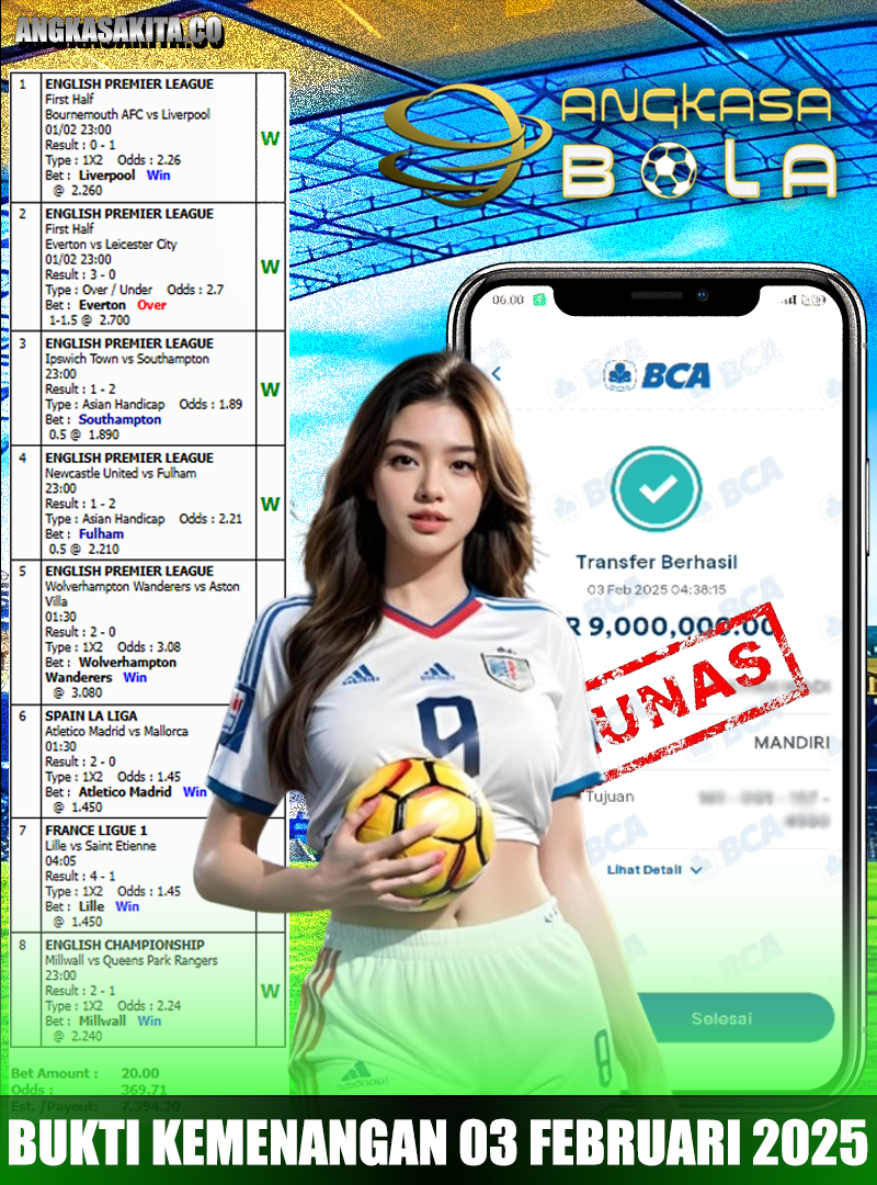 INFO KEMENANGAN ANGKASA BOLA 03 FEBRUARI 2025